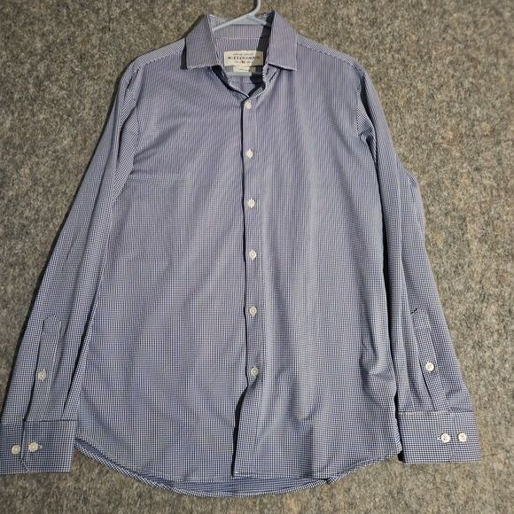 Mizzen + Main Mens Spinnaker Gingham Button-Down Shirt Blue Large Trim Fit Prep - Picture 1 of 4
